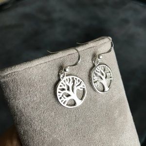 925 sterling silver tree of life hook earrings